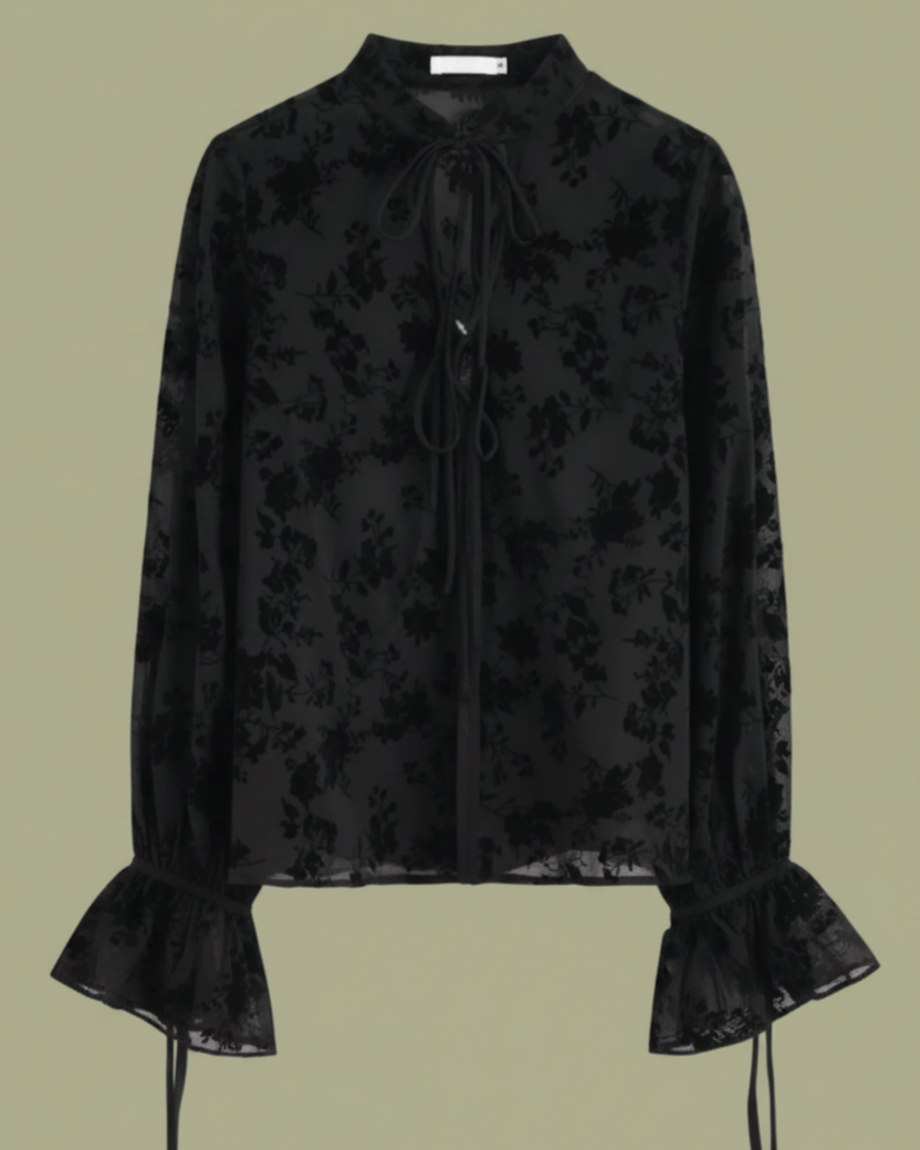 BLOUSE NOIRE FLORALE