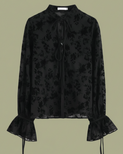 BLOUSE NOIRE FLORALE